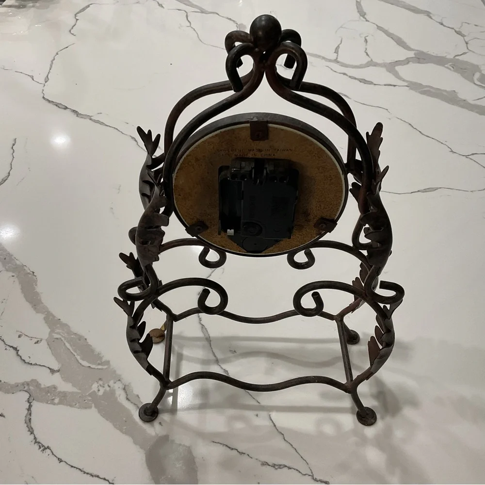 Vintage Black Iron Mantle Clock